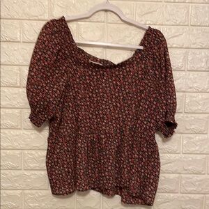 #067. Floral Black and Pink Women's Top